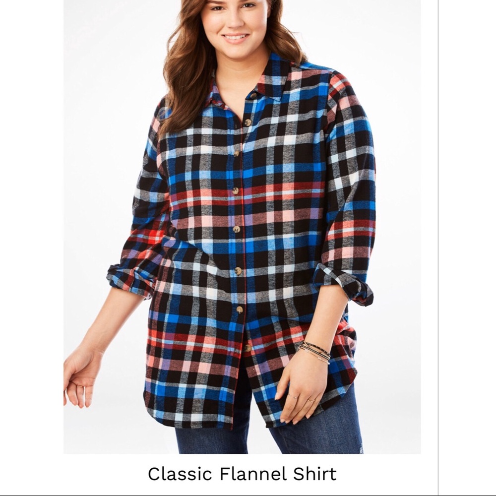 Woman Within flannel shirt sz M (14/16)